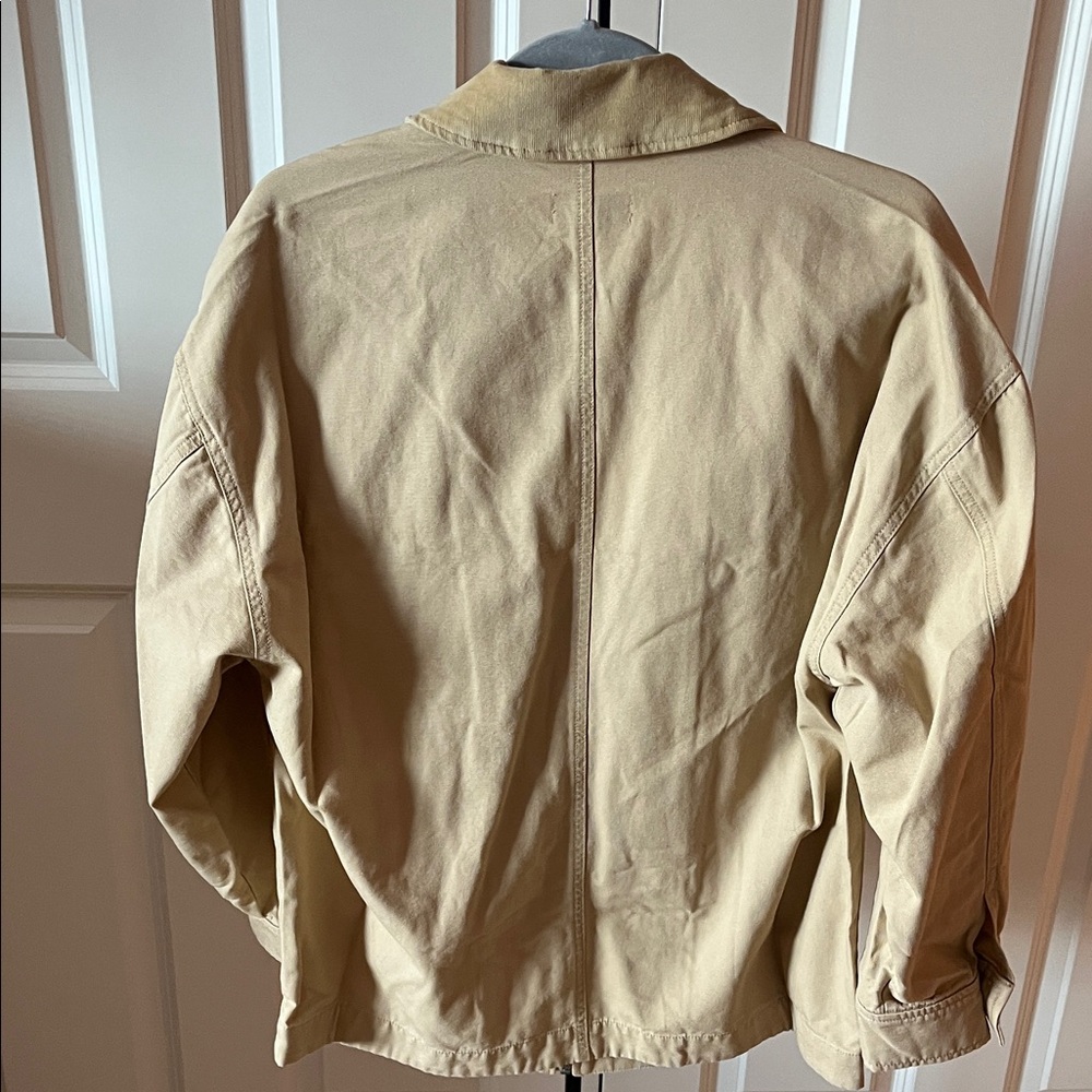 LOFT Lightweight Zip-Front Canvas Jacket in Tan - Picture 3 of 4